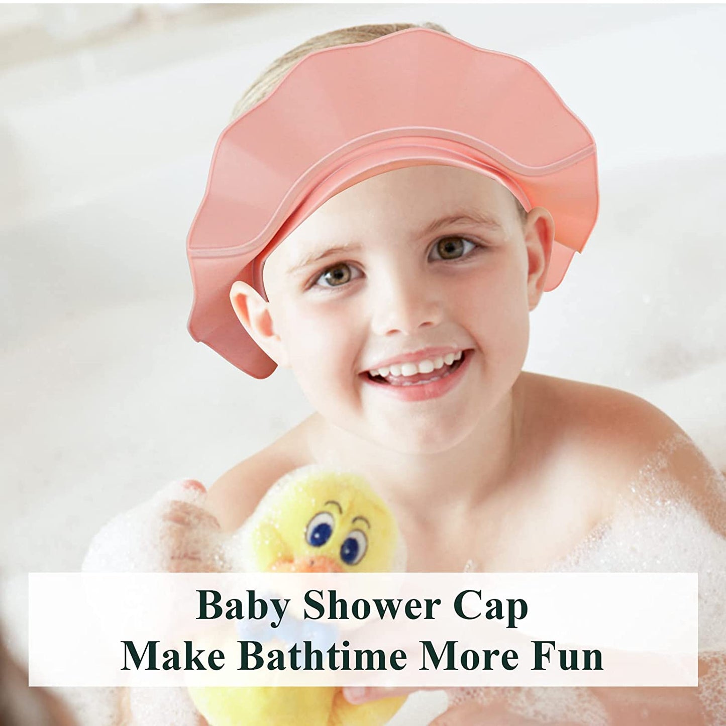 Baby Shower Cap for girls,adjustable Bathing Cap to Protect Eye & Ear